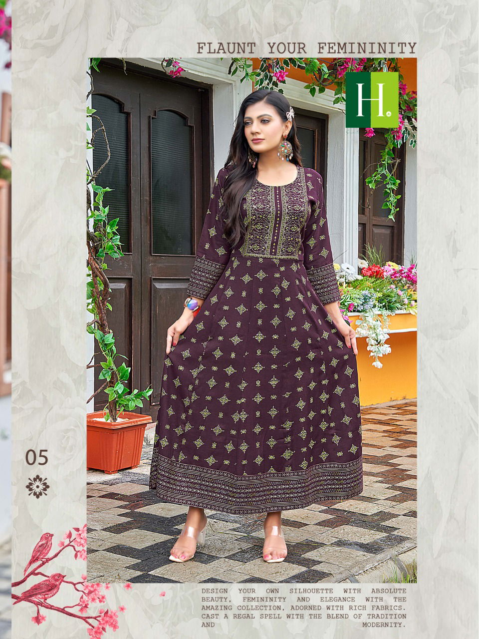 Hirwa Samantha 2 Rayon Festival Wear Long Anaraklai Kurti Collection